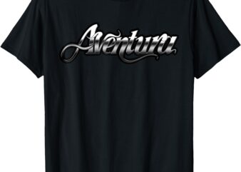 Aventura – Silver Logo Black T-Shirt