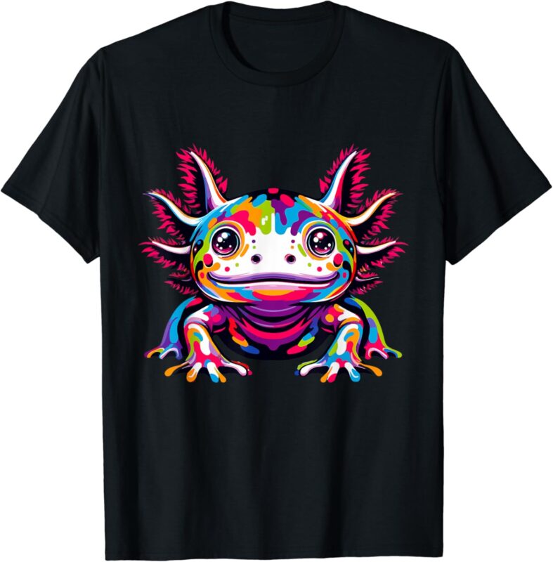 Axolotl rainbow Kawaii colorful love Axolotls herpetologist T-Shirt