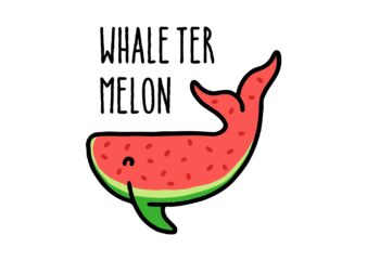 Whale termelon t shirt design for sale