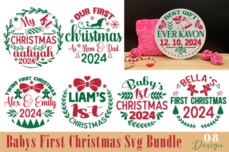 Babys First Christmas T-shirt Bundle Babys First Christmas SVG Bundle