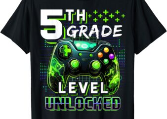 Back to School 5th Grade Boys Gamer First Day School Level T-Shirt