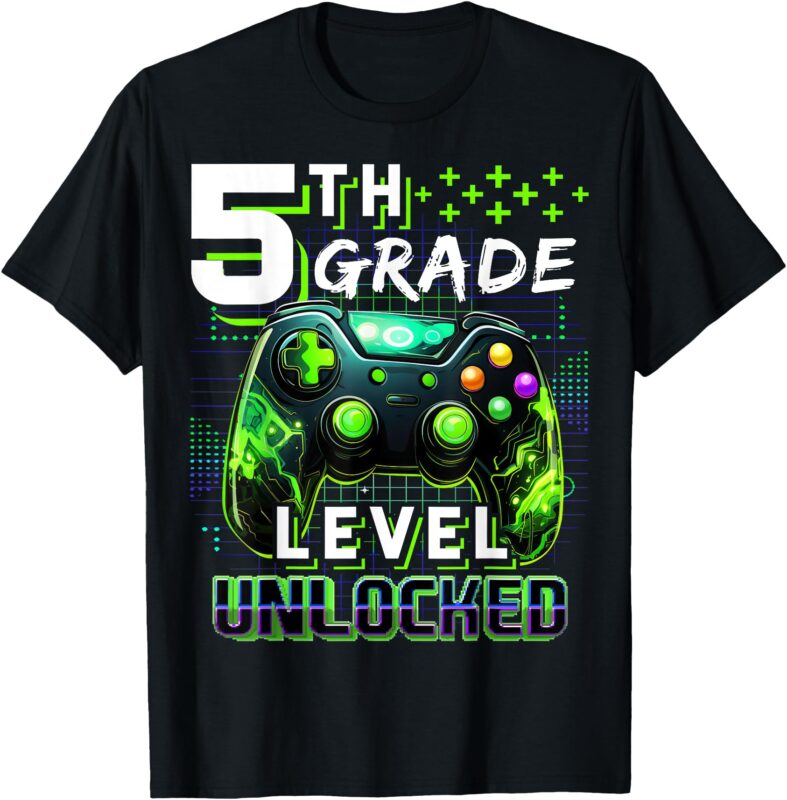 Back to School 5th Grade Boys Gamer First Day School Level T-Shirt