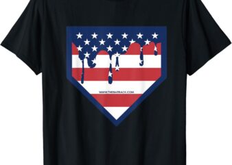Baseball Home Plate Drip American Flag T-Shirt