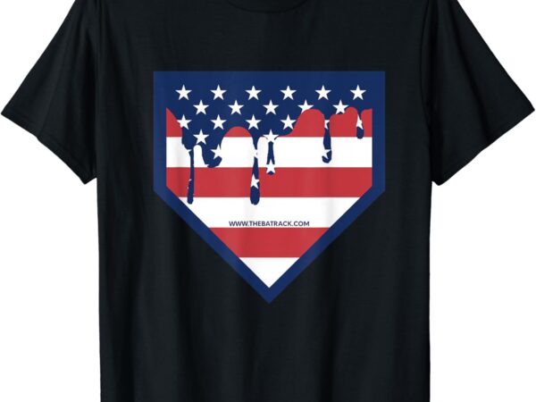 Baseball home plate drip american flag t-shirt