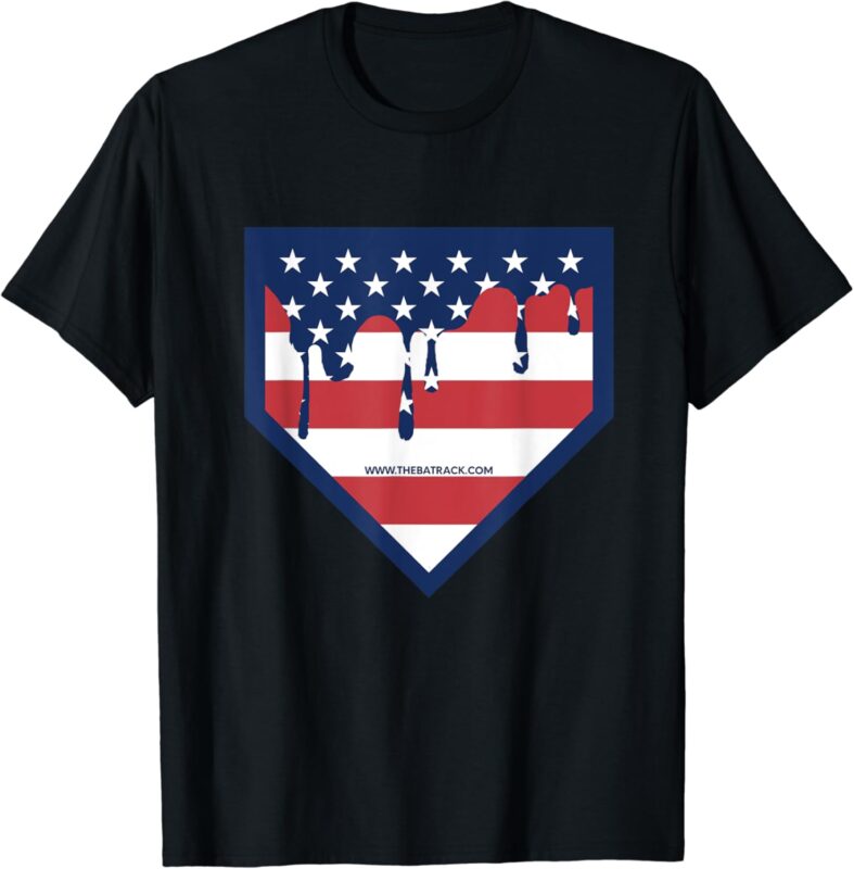 Baseball Home Plate Drip American Flag T-Shirt