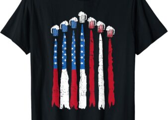 Beer Fighter Jet American Flag USA 4th of July Drinking Beer T-Shirt