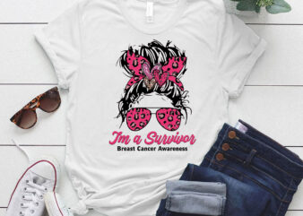 Breast Cancer Awareness Messy Bun Girl Survivor Gift lts-d t shirt template