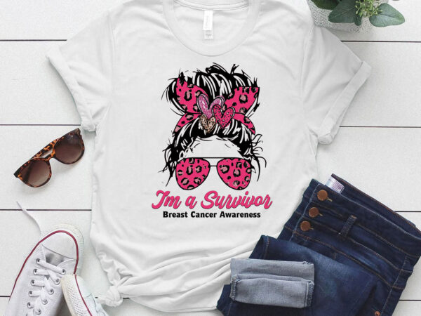 Breast cancer awareness messy bun girl survivor gift lts-d t shirt template