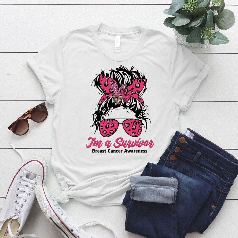 Breast Cancer Awareness Messy Bun Girl Survivor Gift lts-d