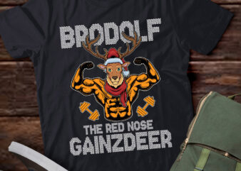 Brodolf The Red Nose Gainzdeer Gym Workout Bodybuilder Reindeer lts-d t shirt template