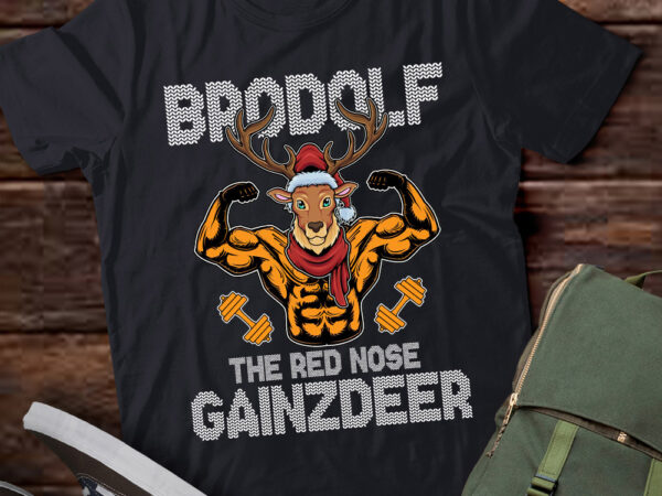 Brodolf the red nose gainzdeer gym workout bodybuilder reindeer lts-d t shirt template