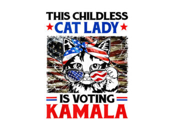 The childless cat lady is voting kamala png, kamala harris 2024 png