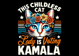 The childless cat lady is voting kamala png, kamala harris png