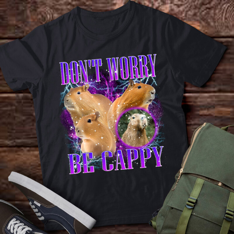 Capybara Vintage 90s Bootleg Style Don’s Worry Be Cappy lts-d