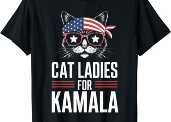 Cat Ladies for Kamala Funny Cat 2024 President Kamala-Harris T-Shirt