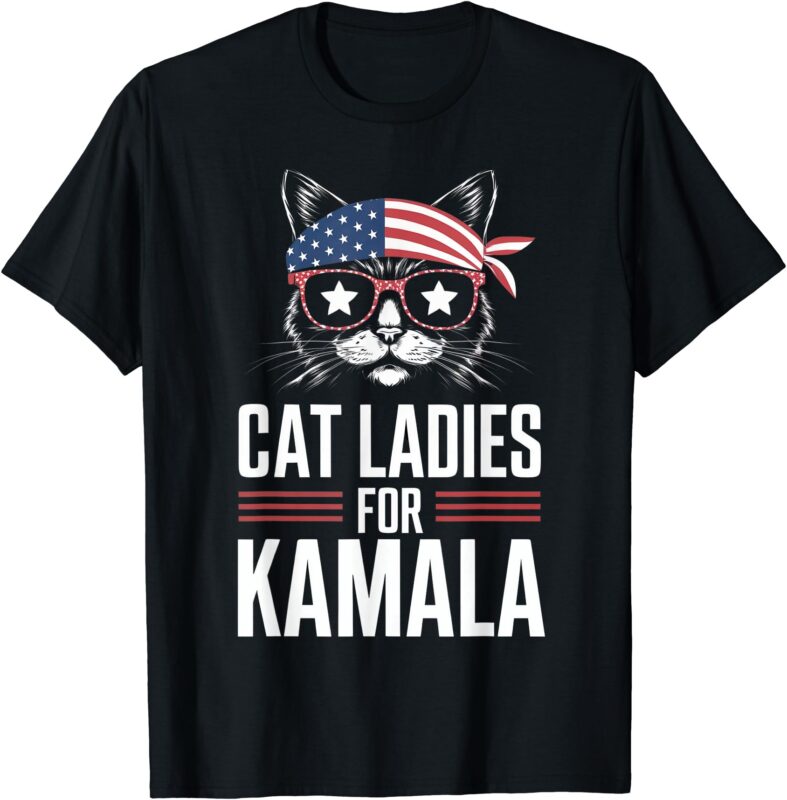 Cat Ladies for Kamala Funny Cat 2024 President Kamala-Harris T-Shirt