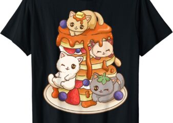 Cat Pancake Stack Kawaii Anime Cat Funny T-Shirt