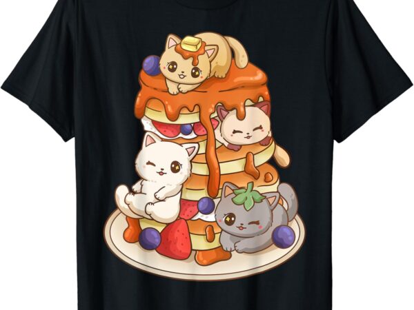 Cat pancake stack kawaii anime cat funny t-shirt