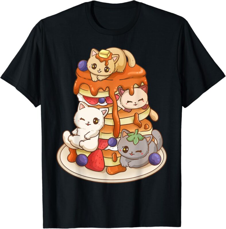 Cat Pancake Stack Kawaii Anime Cat Funny T-Shirt