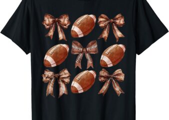 Cheer Coquette Football Bow Football For Women Girls Kids T-Shirt