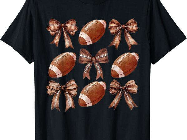 Cheer coquette football bow football for women girls kids t-shirt