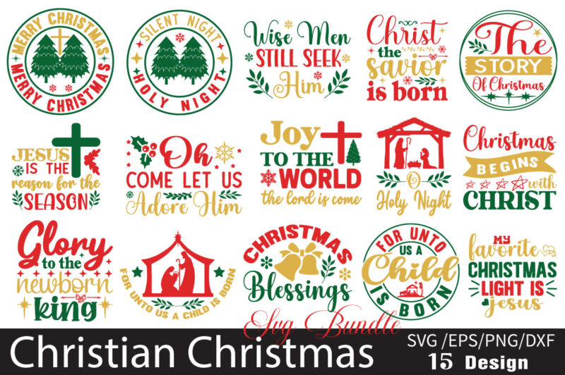 Christian Christmas T-shirt Bundle Christian Christmas SVG Bundle