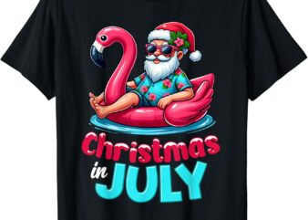 Christmas In July Flamingo Santa Beach Summer Men Women Kids T-Shirt