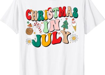 Christmas In July Shirts Groovy Xmas Summer Men Women Kids T-Shirt