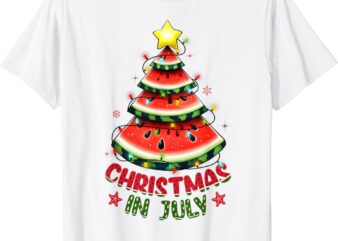 Christmas In July Shirts Women Men Kids Watermelon Xmas Tree T-Shirt