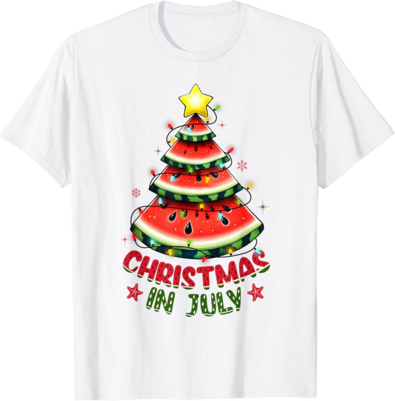 Christmas In July Shirts Women Men Kids Watermelon Xmas Tree T-Shirt