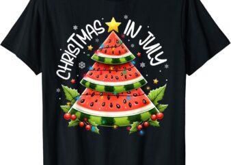 Christmas In July Women Men Kids Watermelon Xmas Tree Summer T-Shirt