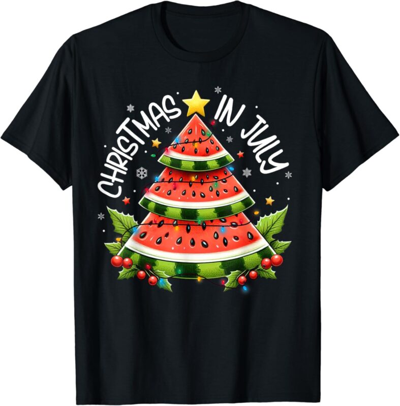 Christmas In July Women Men Kids Watermelon Xmas Tree Summer T-Shirt