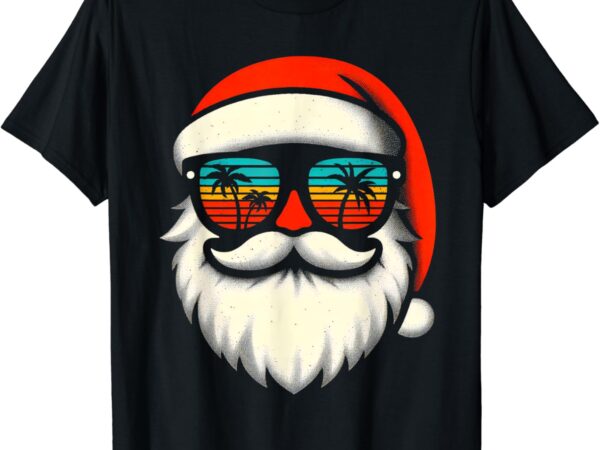 Christmas in july santa hat sunglasses beach summer vacation t-shirt