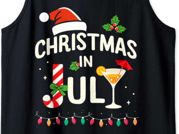 Christmas in july with candy cane for summer beach xmas tank top t shirt vector file