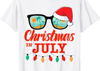 Christmas in july with sunglasses santa hat for summer xmas T-Shirt