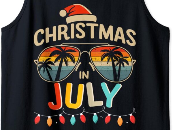 Christmas in july with vintage sunglasses for summer xmas tank top t shirt vector file