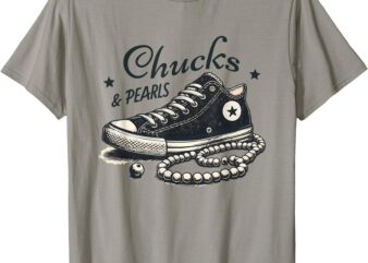 Chucks And Pearls I’M With Her Kamala 2024 Retro Vintage T-Shirt