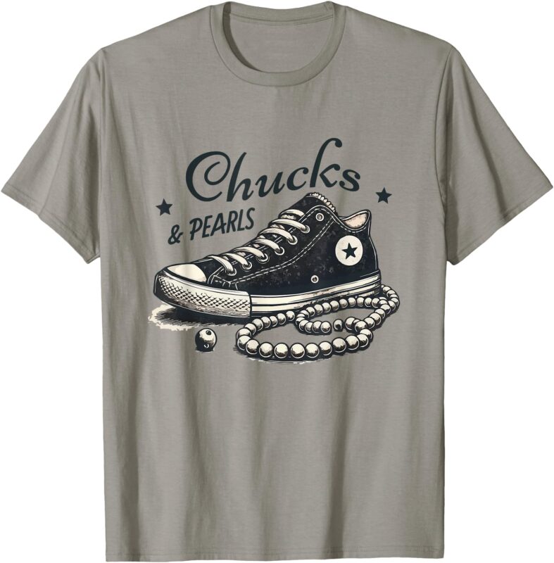 Chucks And Pearls I’M With Her Kamala 2024 Retro Vintage T-Shirt