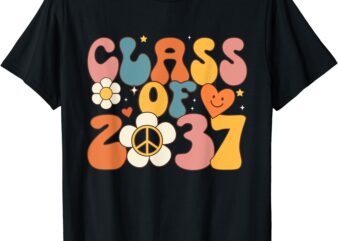 Class of 2037 hippie peace grow me kindergarten to graduate T-Shirt