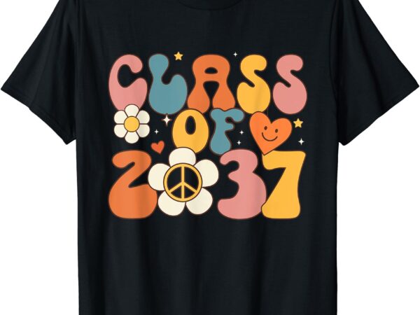 Class of 2037 hippie peace grow me kindergarten to graduate t-shirt