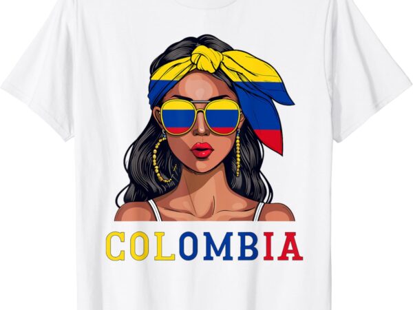 Colombianas souvenirs products woman flag roots colombia t-shirt