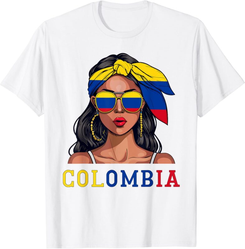 Colombianas Souvenirs Products Woman Flag Roots Colombia T-Shirt