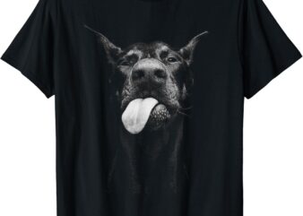 Cool Doberman Sticking Tongue Out in Playful Defiance T-Shirt