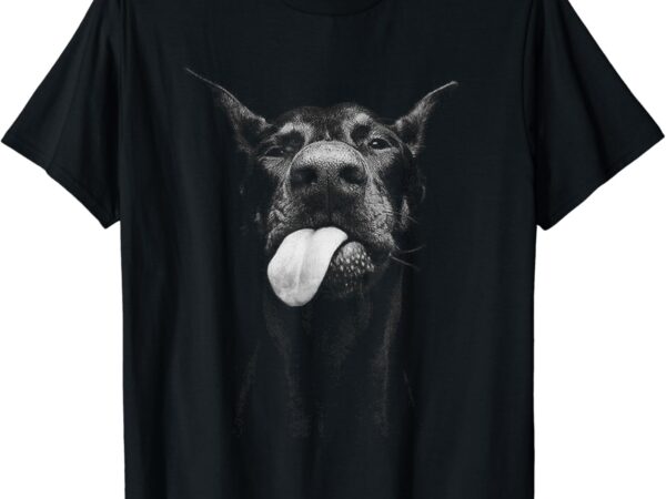 Cool doberman sticking tongue out in playful defiance t-shirt