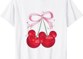 Coquette Cherry Mouse Ears, Bow Princess Theme Park T-Shirt