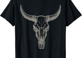 Cowgirl Cowboy Vintage Women Men Western Cow Skull Graphic T-Shirt