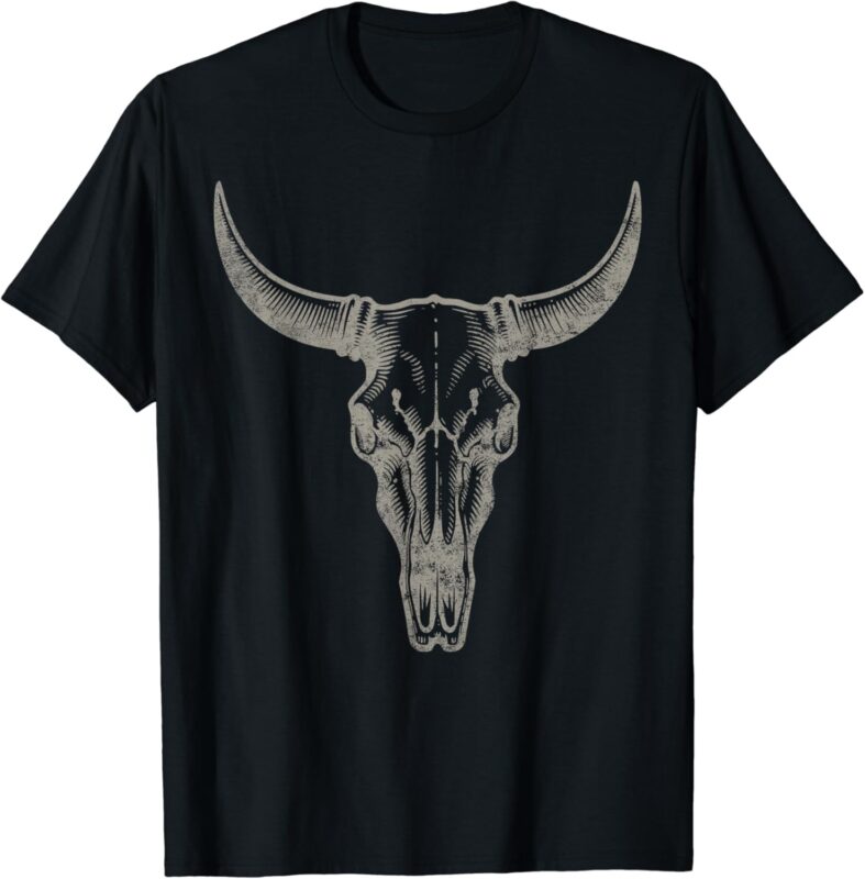 Cowgirl Cowboy Vintage Women Men Western Cow Skull Graphic T-Shirt