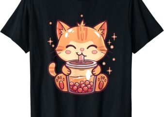 Cute Cat Boba Tea Bubble Tea Anime Kawaii Neko T-Shirt