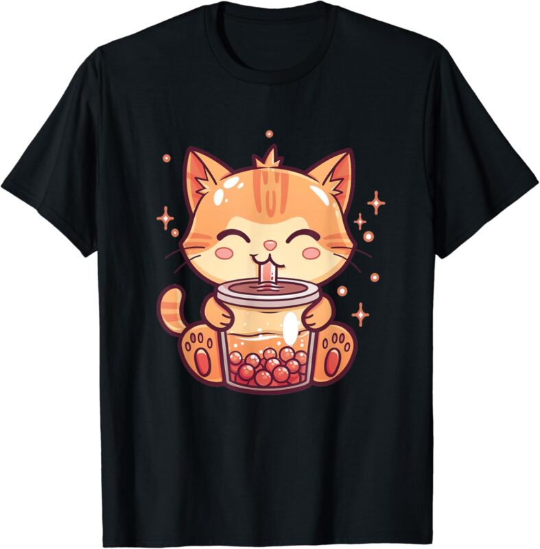 Cute Cat Boba Tea Bubble Tea Anime Kawaii Neko T-Shirt