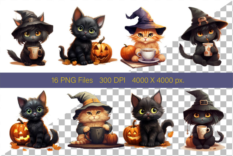 Cute Halloween cats. TShirt Sticker.